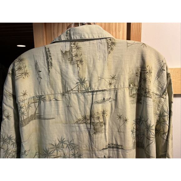 Boca Classics Men's XL Green Floral Short Sleeve Button Down Silk Hawaiian Shirt - Picture 15 of 16